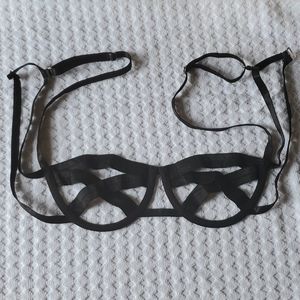 Underwire Black Strappy Open Bust Bra Bdsm Sexy